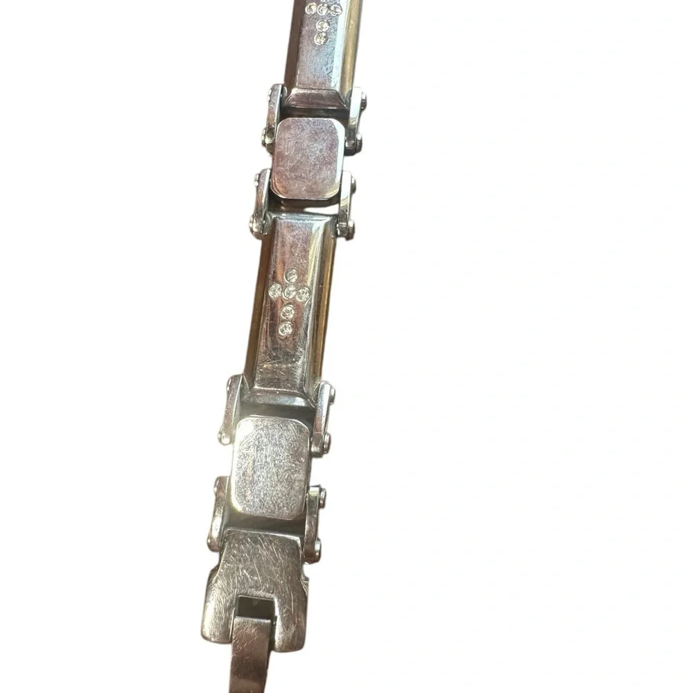 Stainless Silver and Rhinestone Cross’s  8”Men’s Bracelet
